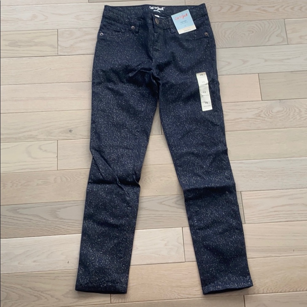Girls NWT Cat &Jack Navy sparkle jegging